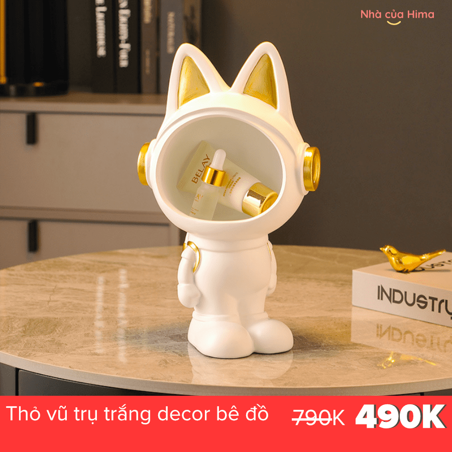Thỏ vũ trụ trắng decor bê đồ