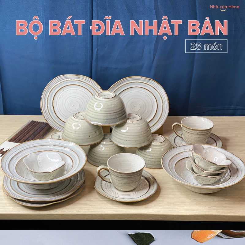 Bộ bát đĩa Nhật Bản phong cách Bắc Âu 28 món