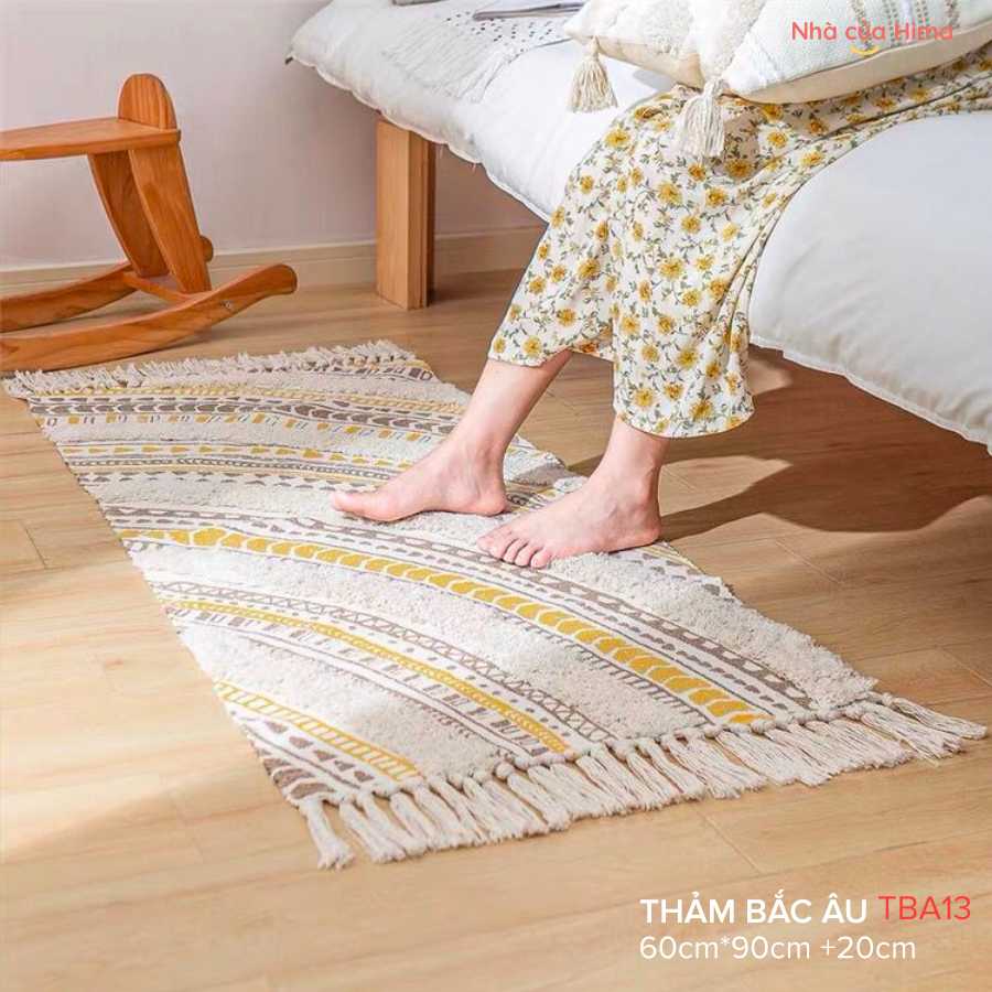 Thảm Trải Sàn Phong Cách Bắc Âu cotton, có thể giặt máy, cuộn tròn 60cm*90cm+20cm TBA13