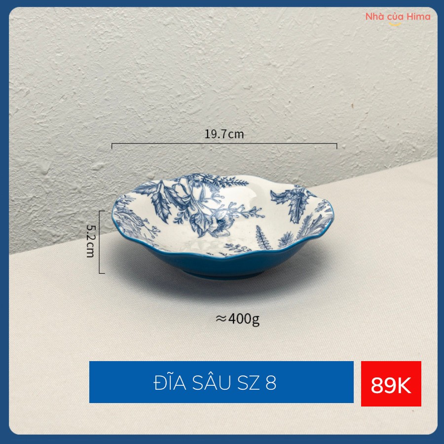 Đĩa sâu SZ8 set Blue Flower