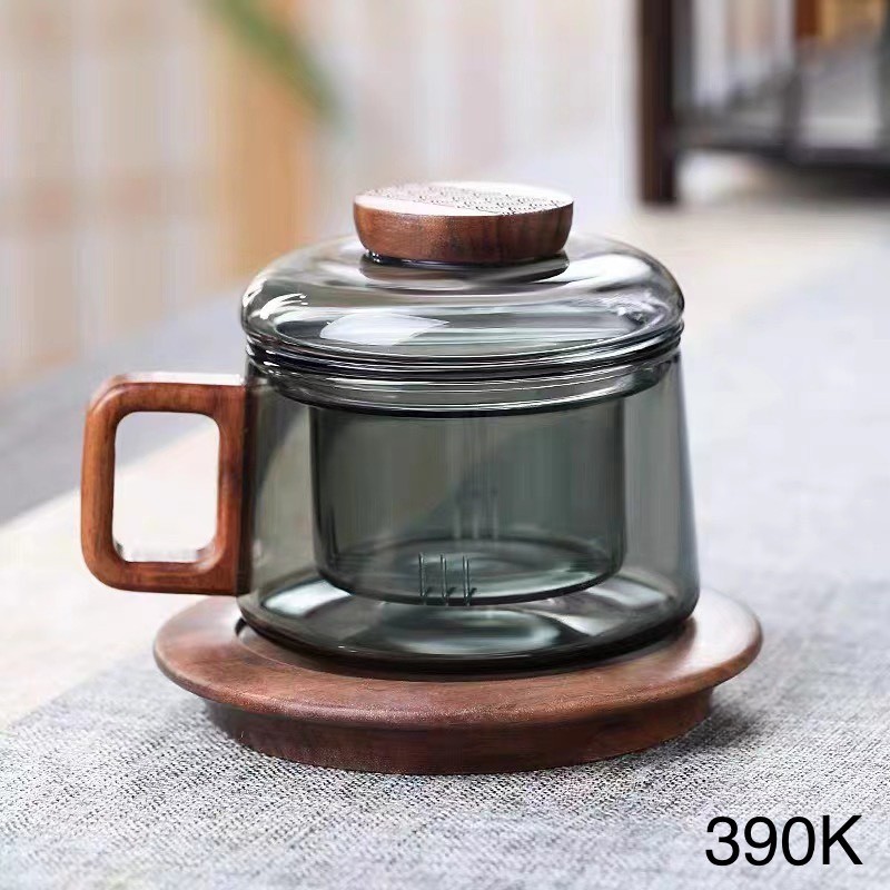 Cốc lọc trà thủy tinh và óc chó - CLTOC2