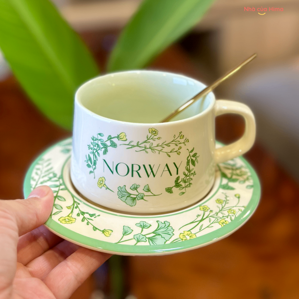 Cốc cafe vintage Norway xanh lá NW1
