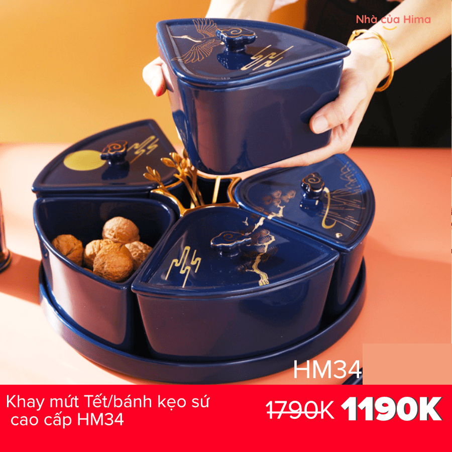 Khay mứt Tết/bánh kẹo sứ cao cấp HM34