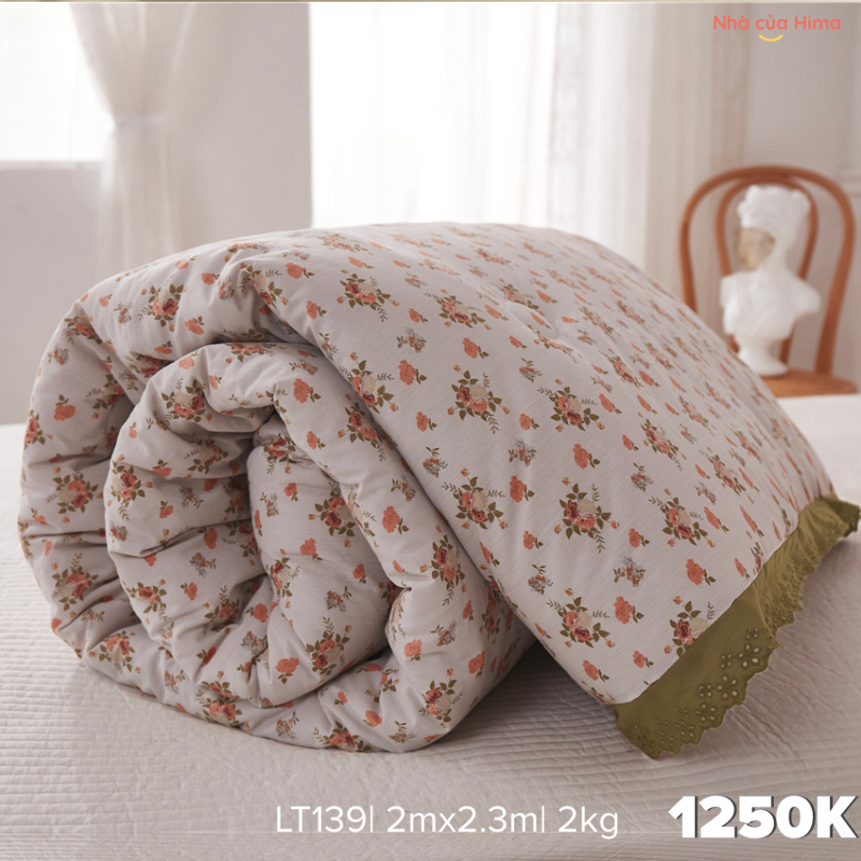 Chăn bông lụa phong cách restro - bông bằng lông vũ 2*2.3m (2.5kg) - LT139