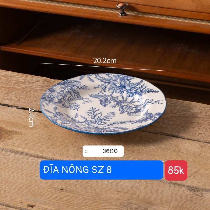 Đĩa nông SZ8 set Blue Flower
