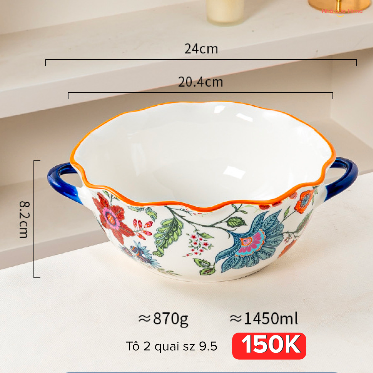 Tô 2 quai sz 9.5 hoa nở mùa xuân