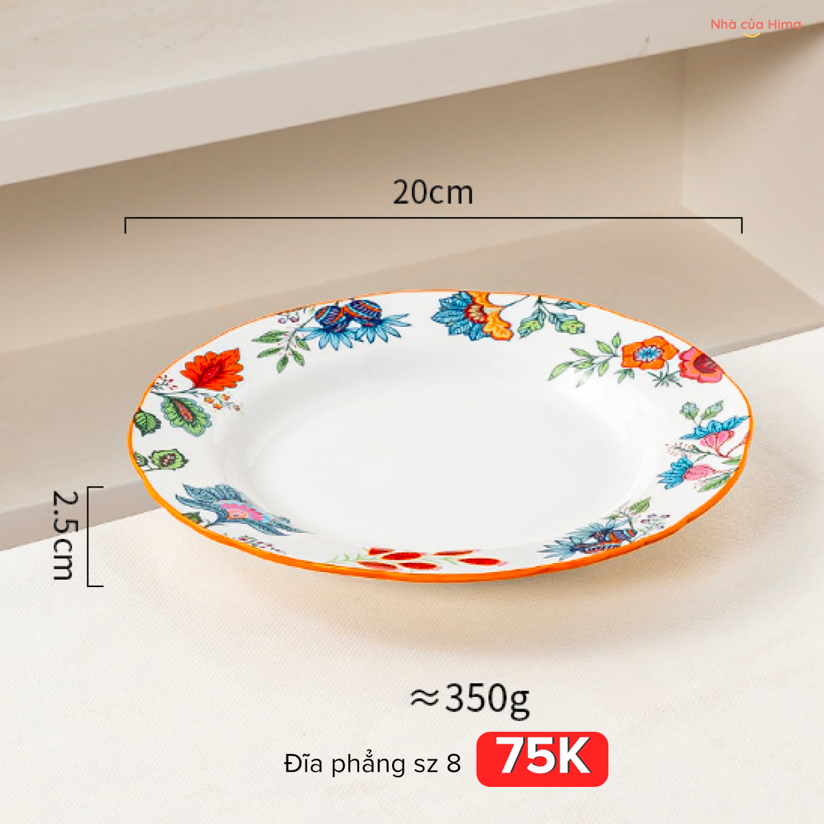 Đĩa phẳng sz 8 hoa nở mùa xuân