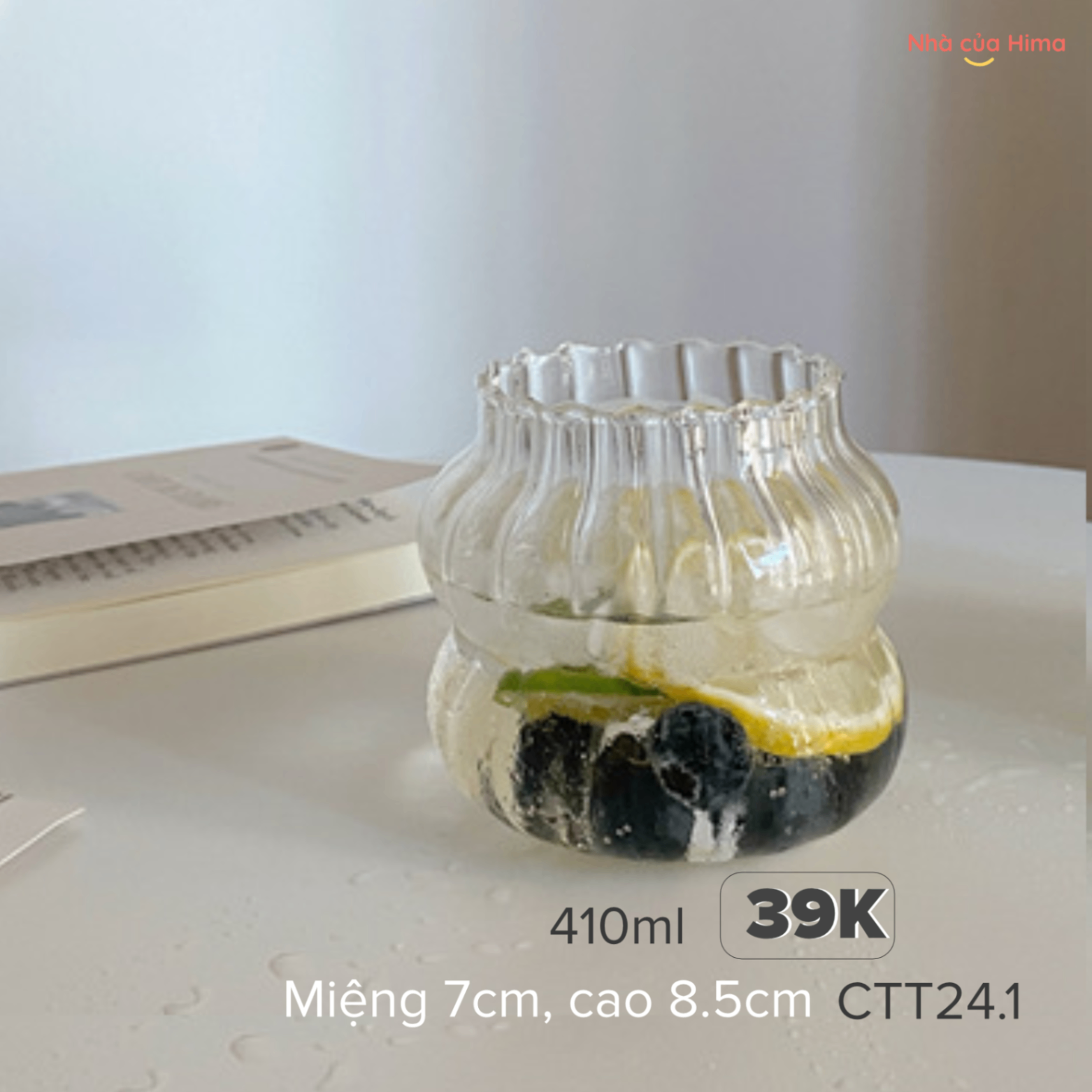 Cốc thuỷ tinh chịu nhiệt nóng lạnh hình lượn sóng sz nhỏ 410ml