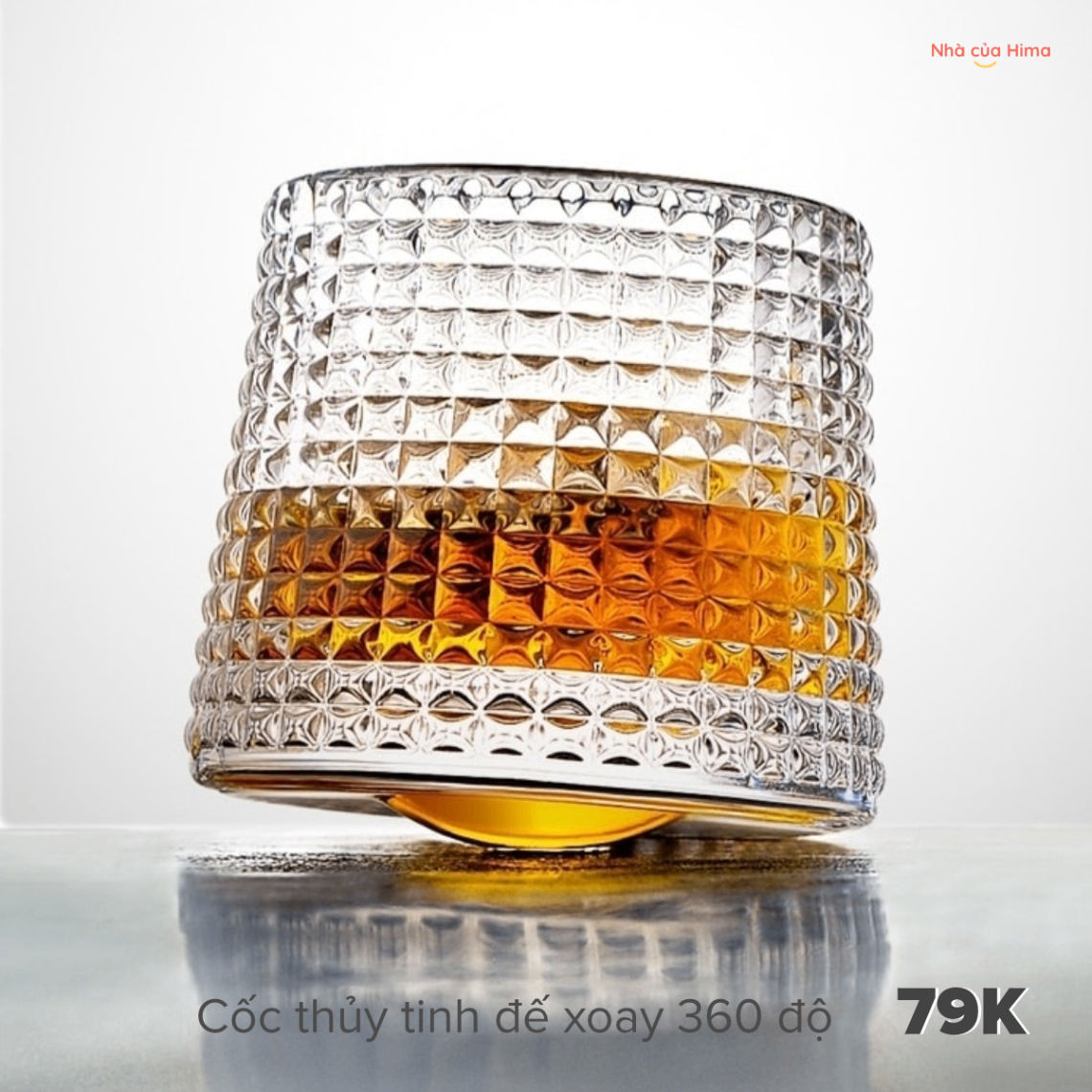 Cốc thủy tinh đế xoay 360 độ
