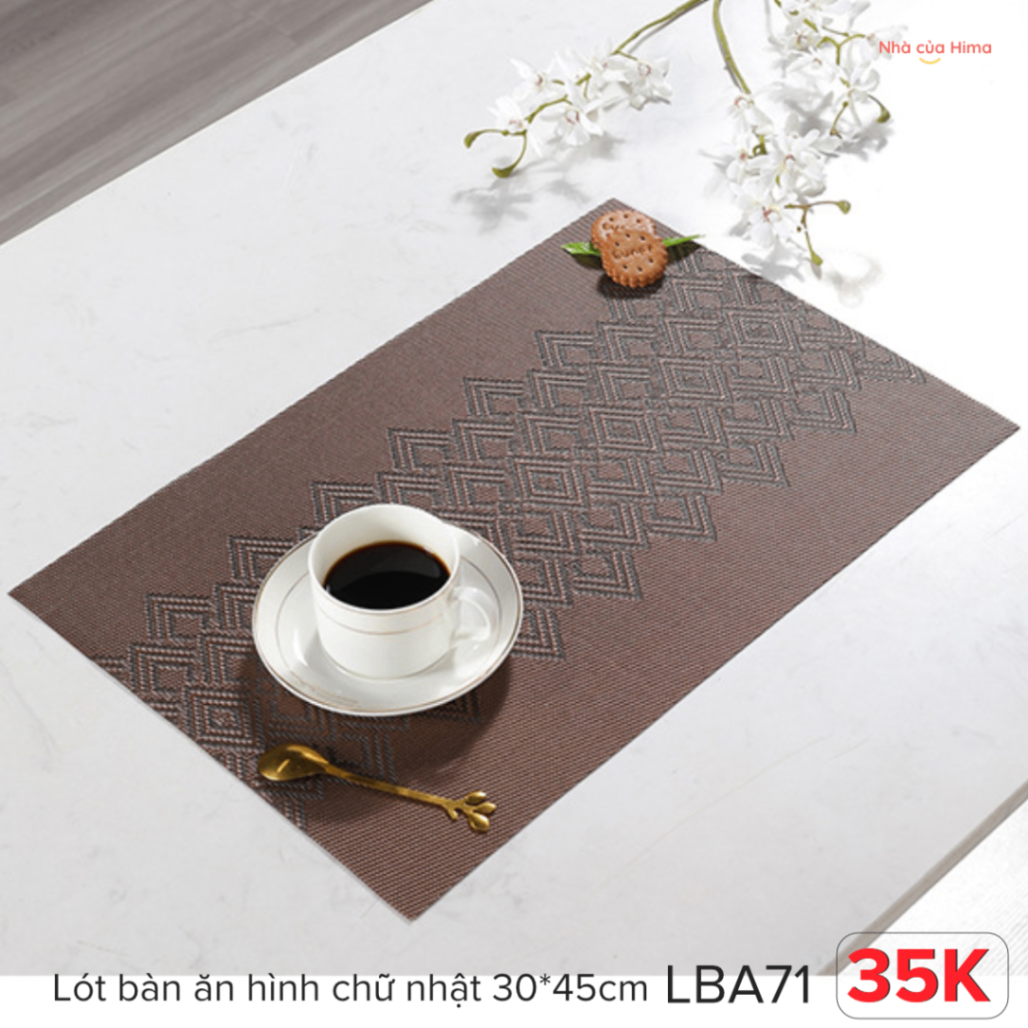 Lót bàn ăn hình chữ nhật mẫu mới màu nâu 30*45cm LBA71