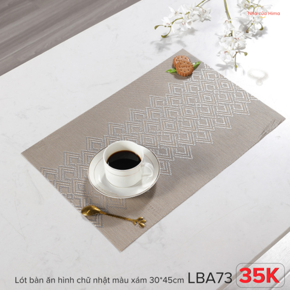 Lót bàn ăn hình chữ nhật mẫu mới màu xám 30*45cm LBA73