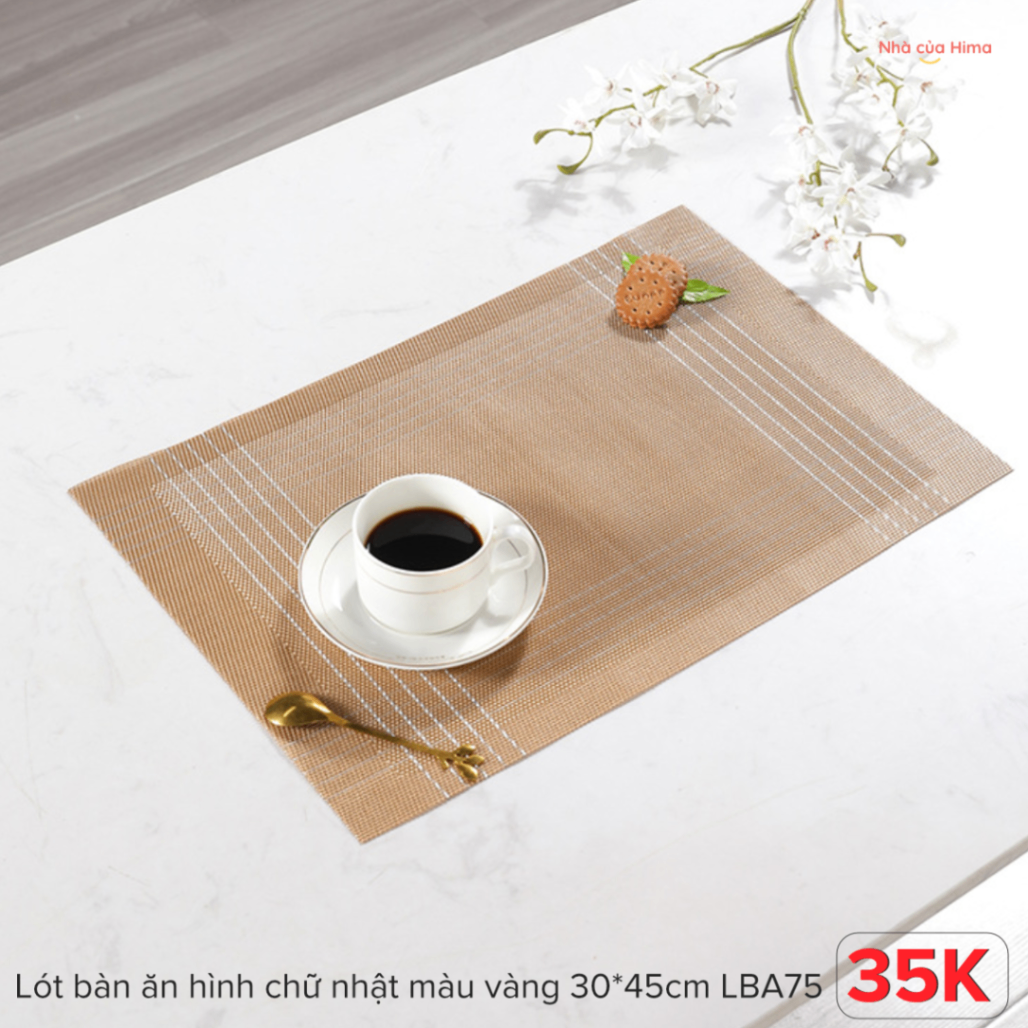 Lót bàn ăn hình chữ nhật màu vàng 30*45cm LBA75