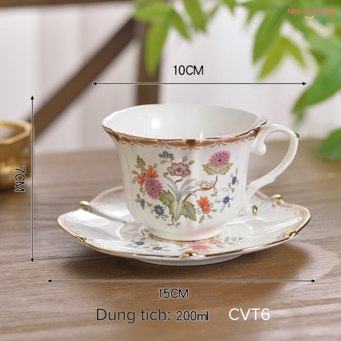 Set cốc trà chiều Vintage sang trọng hoa hướng dương CVT6.4