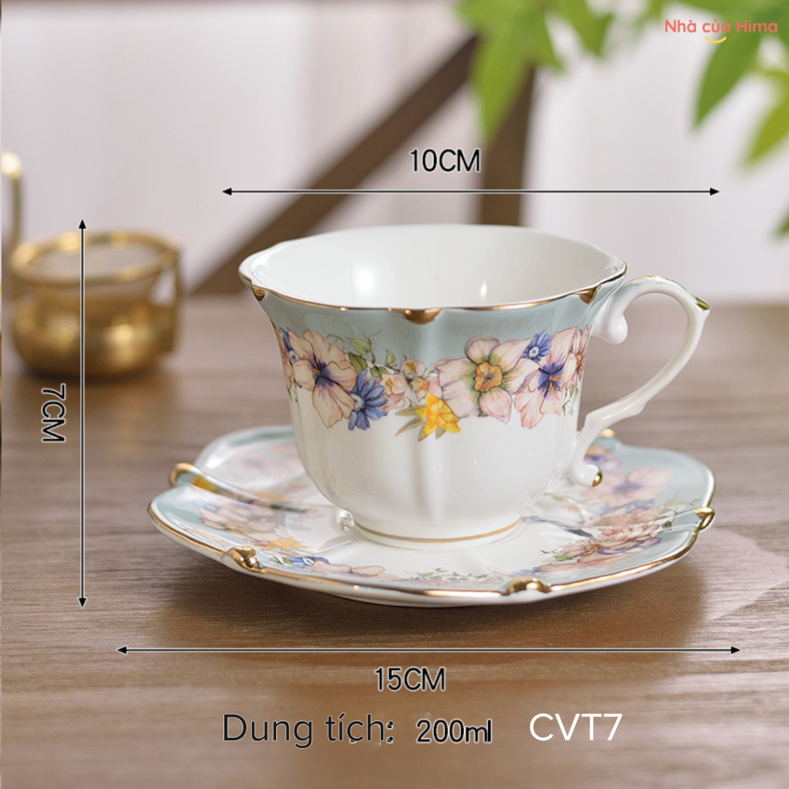 Set cốc trà chiều Vintage sang trọng hoa cúc CVT7.1