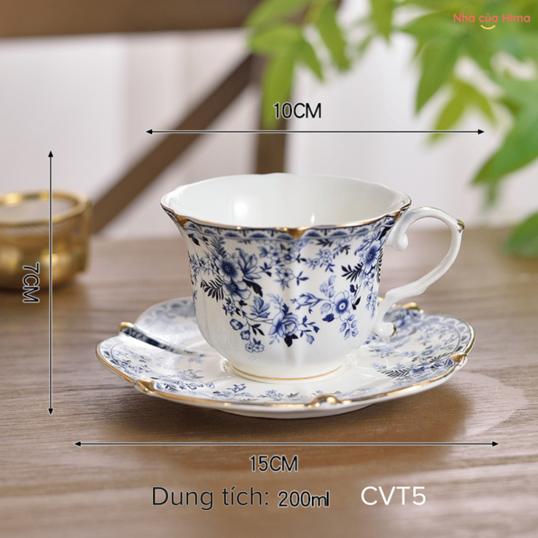 Set cốc trà chiều Vintage sang trọng Blue & White CVT5.2