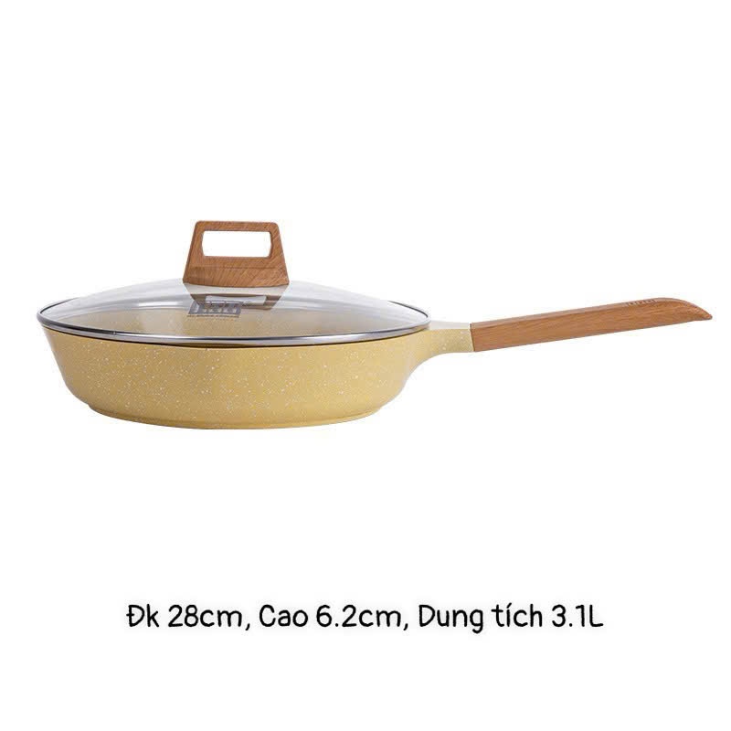 Chảo chống dính - hãng MGC - đá maifan - màu vàng - có nắp - 28cm - D3.217