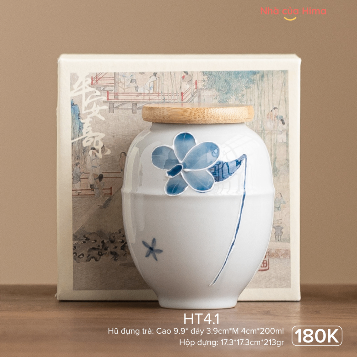 Hũ trà hoa sen xanh 200gr có hộp