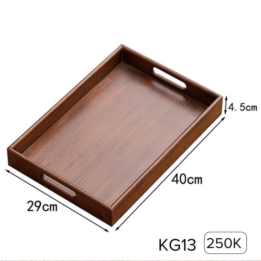 Khay gỗ tre màu óc chó, có quai cầm cao 40*29*4.5cm - KG13