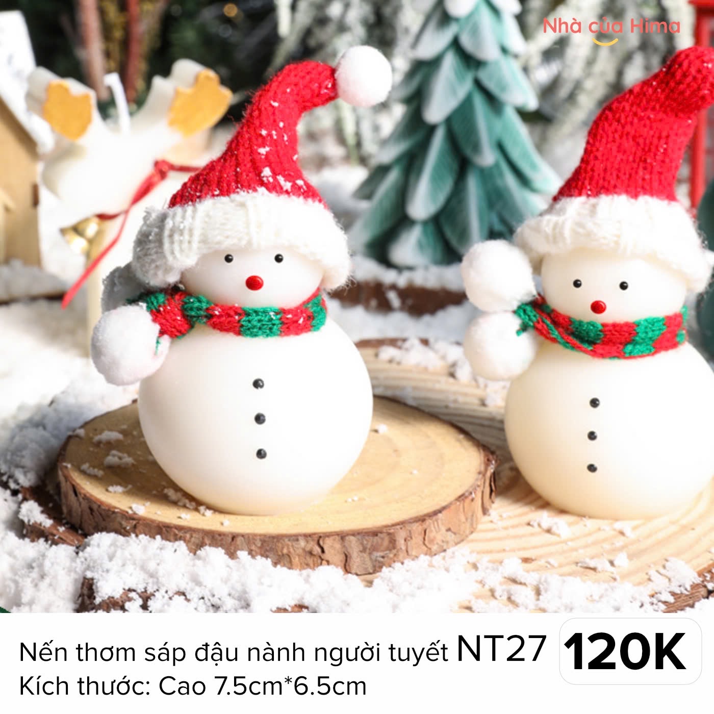 Nến thơm sáp đậu nành người tuyết NT27 Kích thước: Cao 7.5cm*6.5cm