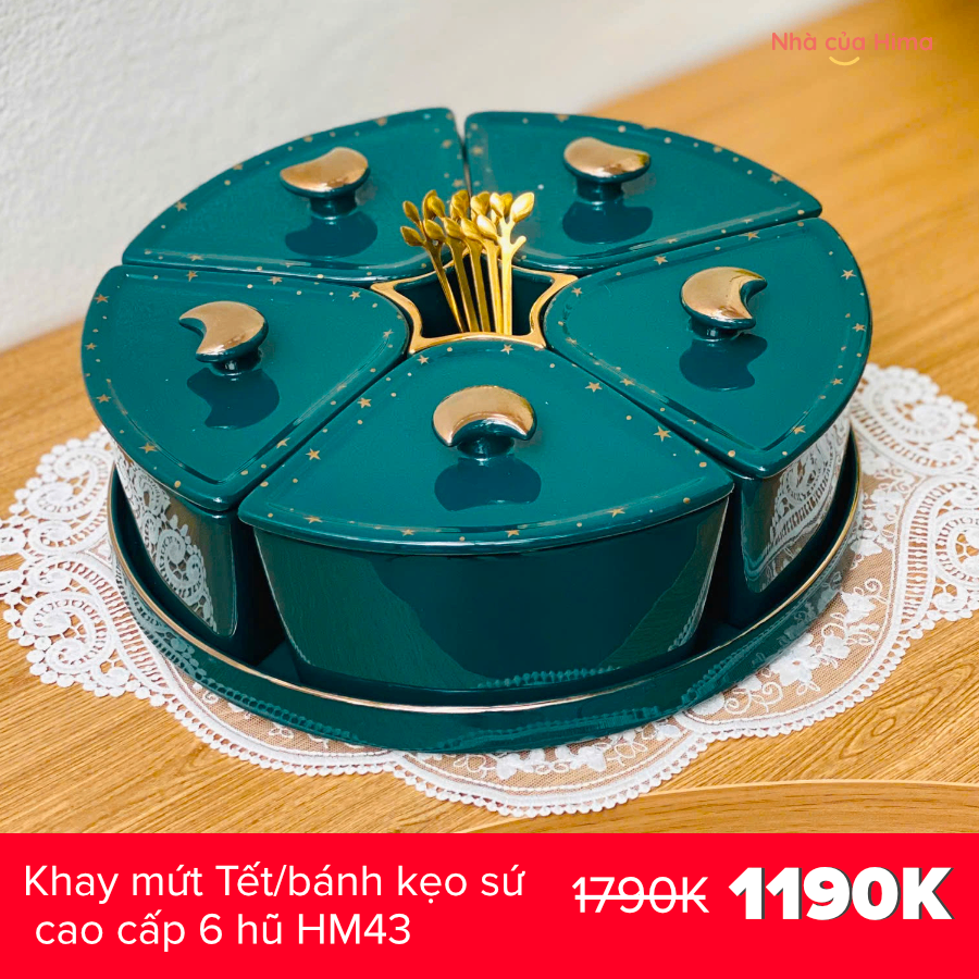 Khay mứt Tết/bánh kẹo sứ cao cấp HM43