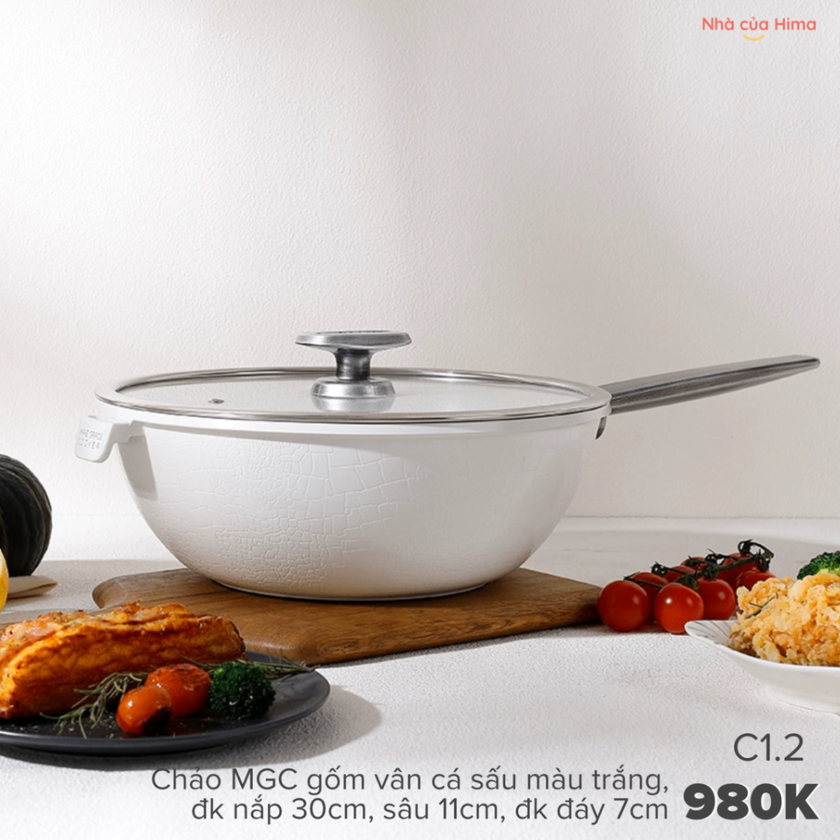 Chảo MGC vân cá sấu 30cm - Màu trắng