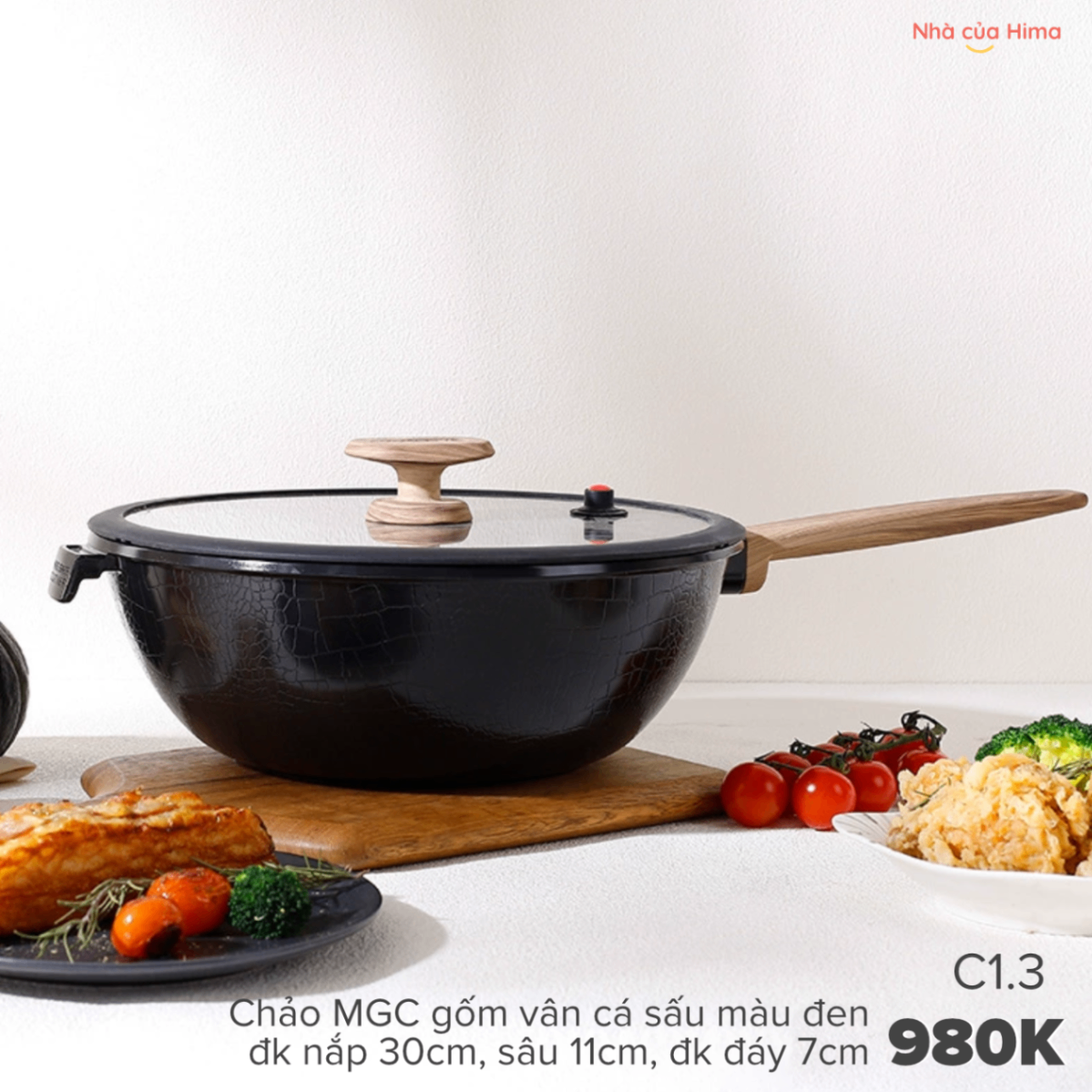 Chảo MGC vân cá sấu 30cm - Màu đen