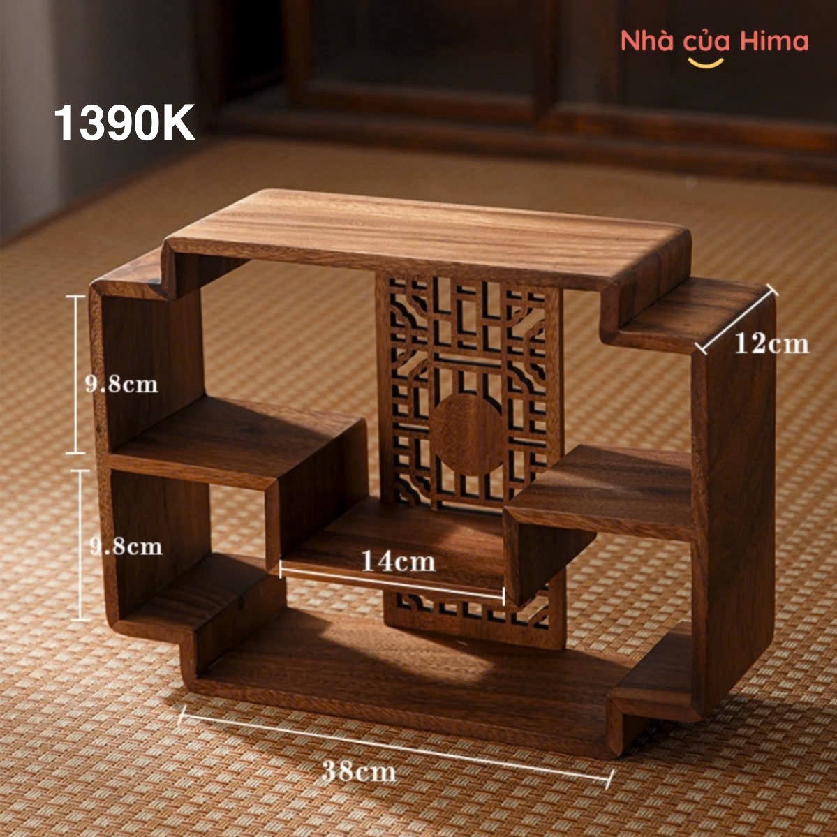 Kệ trang trí bàn trà gỗ óc chó 4 tầng (38*12*28cm)