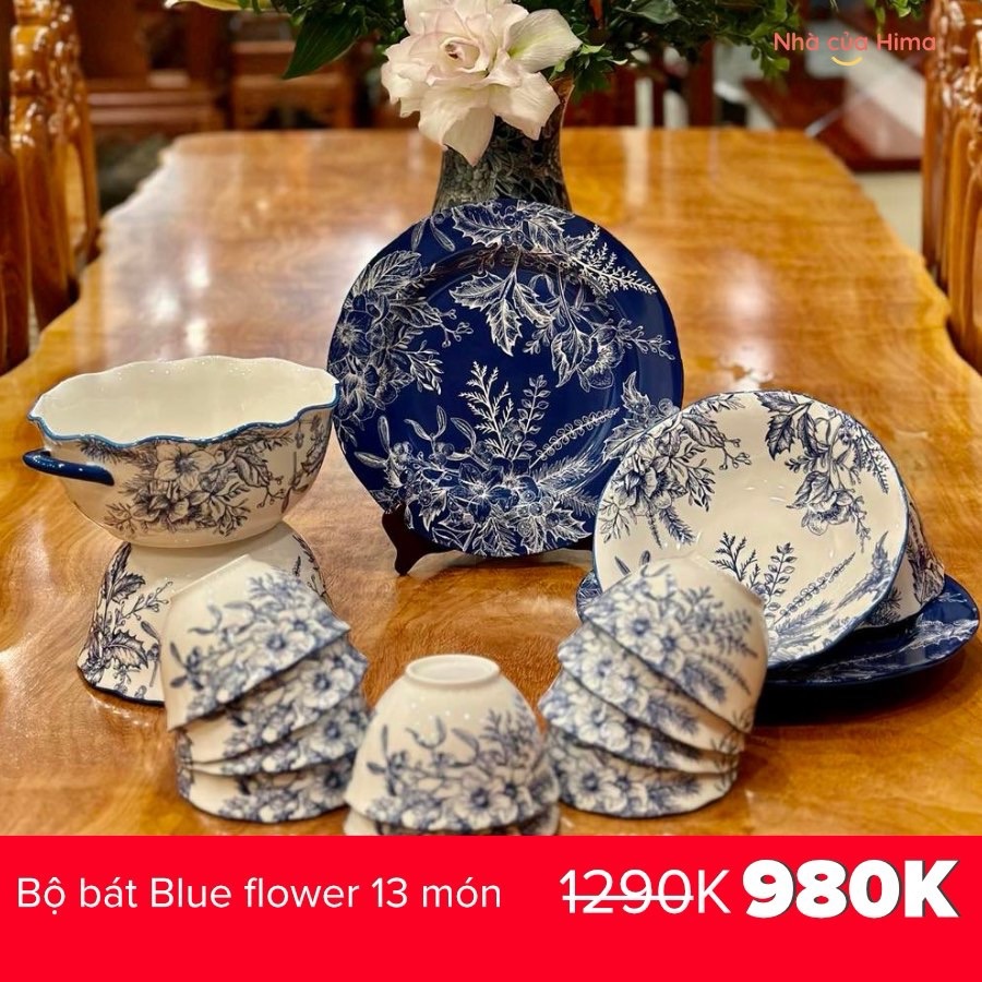 Bộ bát đĩa Blue Flower 13 món