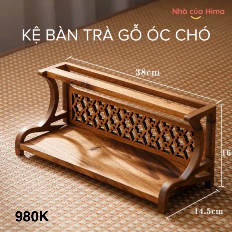 Kệ trang trí bàn trà 2 tầng gỗ óc chó (38*14.5*16cm)