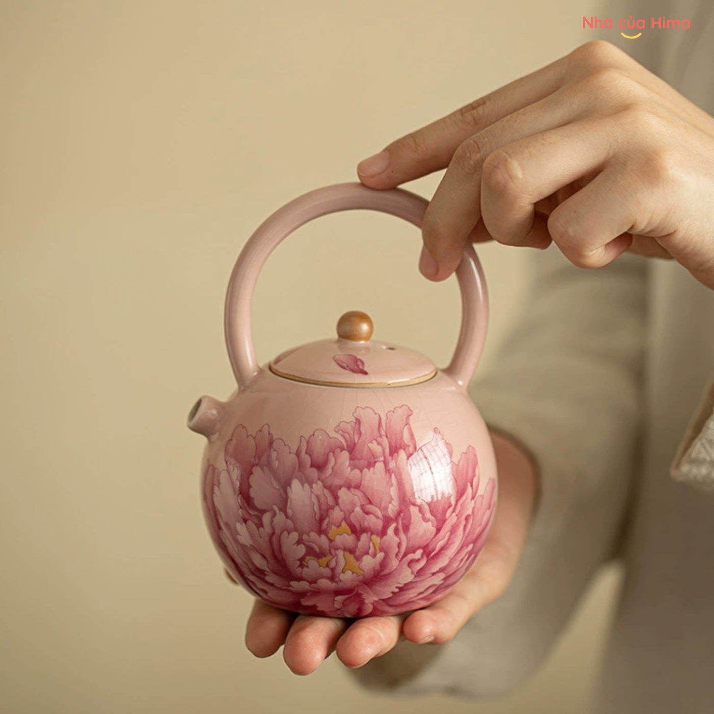 Ấm trà mẫu đơn quốc sắc thiên hương quai cao 250ml