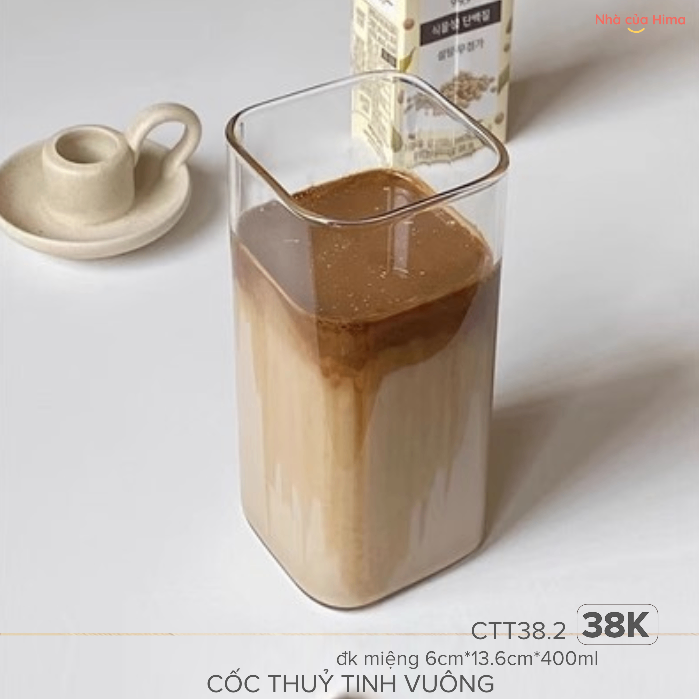 Cốc thuỷ tinh vuông không nắp