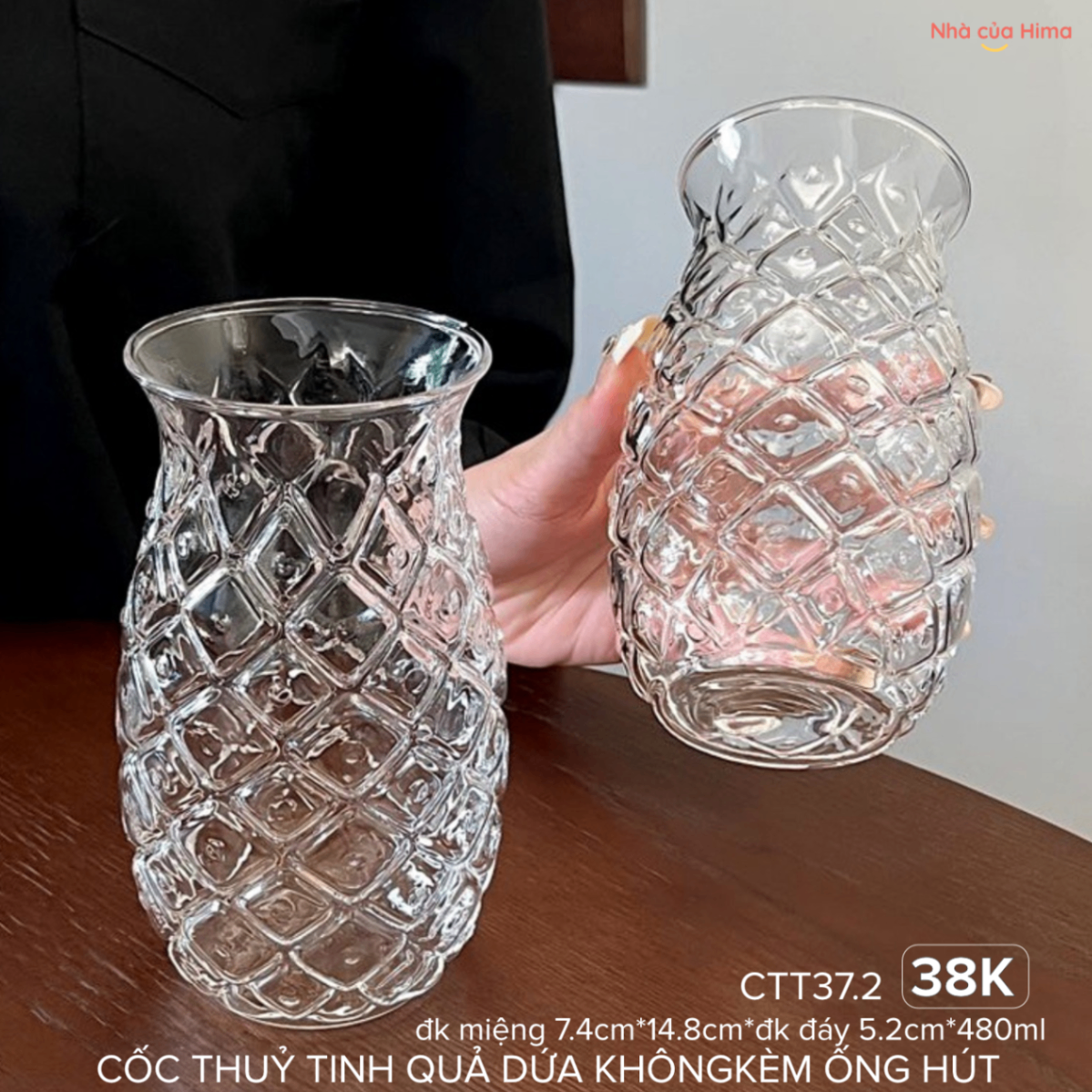 Cốc thuỷ tinh hình quả dứa ( không kèm ống hút)