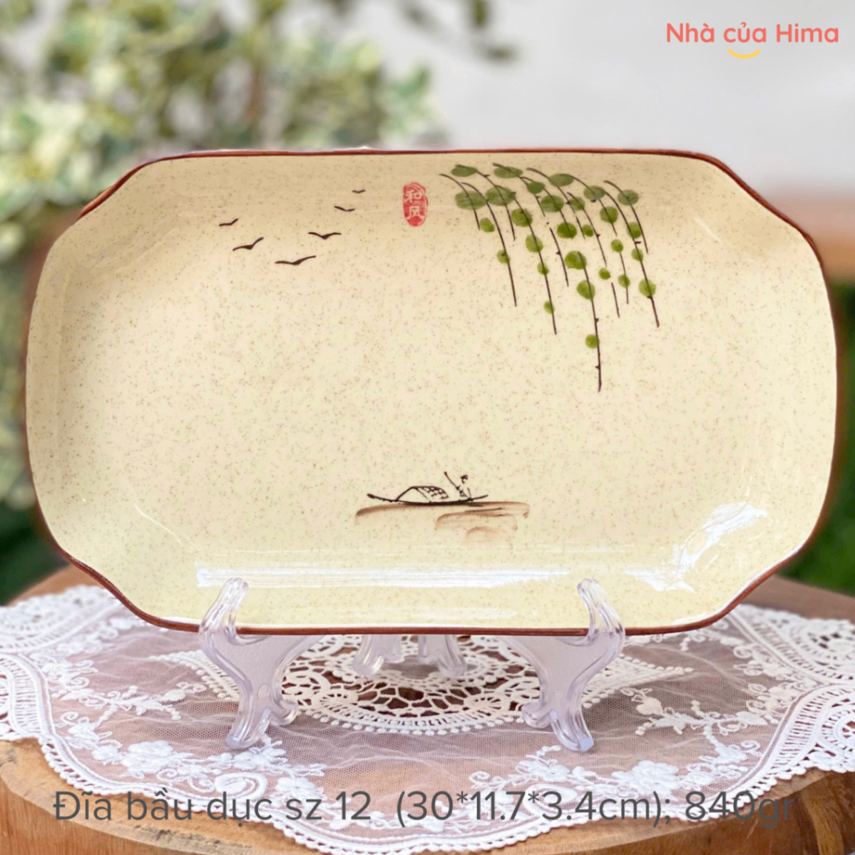 Đĩa bầu dục liễu rủ mặt sông sz 12