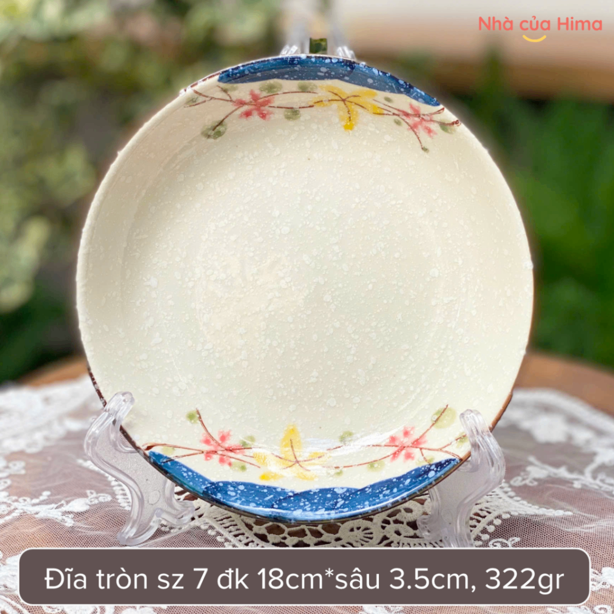 Đĩa tròn hoa cúc dại sz 7 đk 18cm