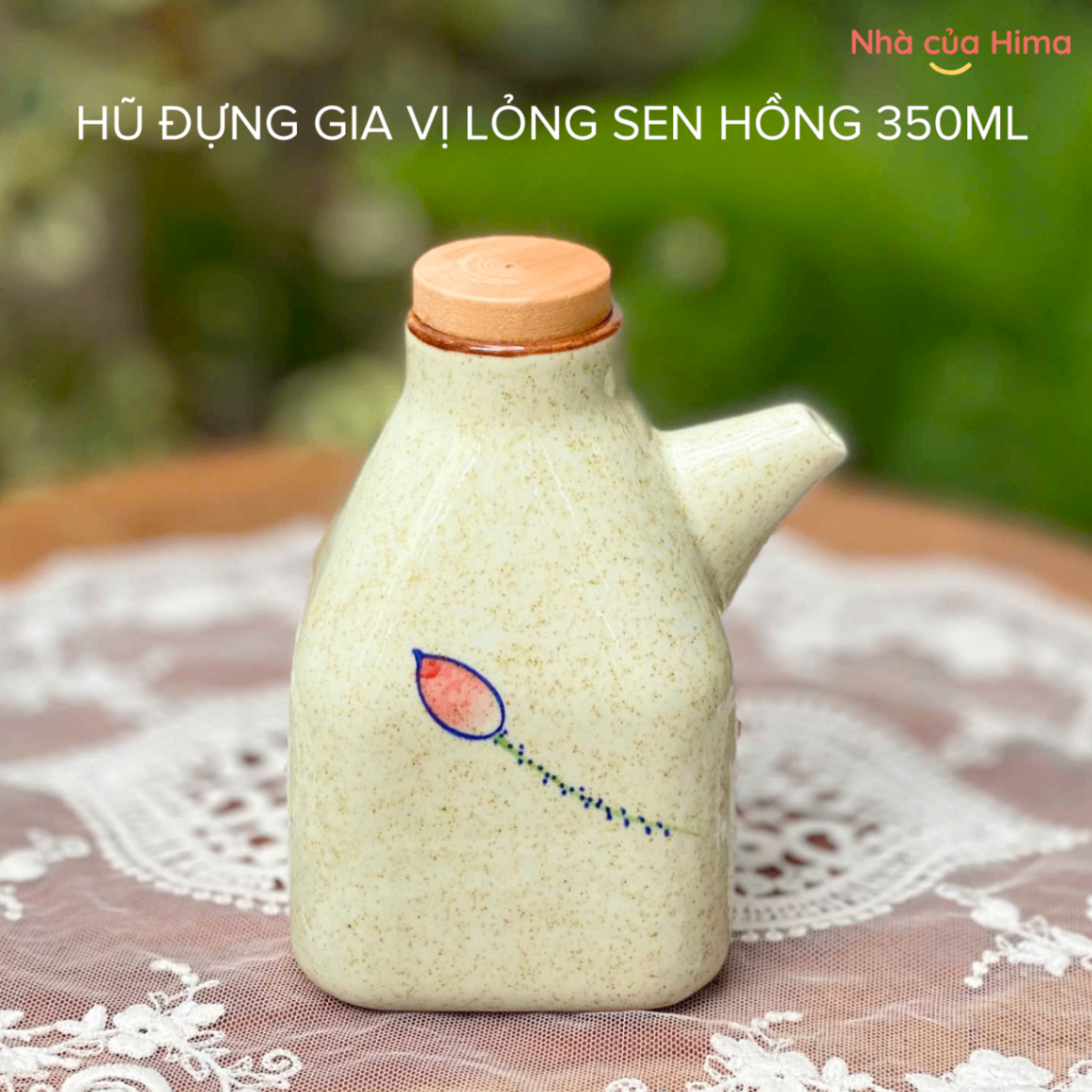 Hũ đựng gia vị lỏng hoa sen hồng 350ml