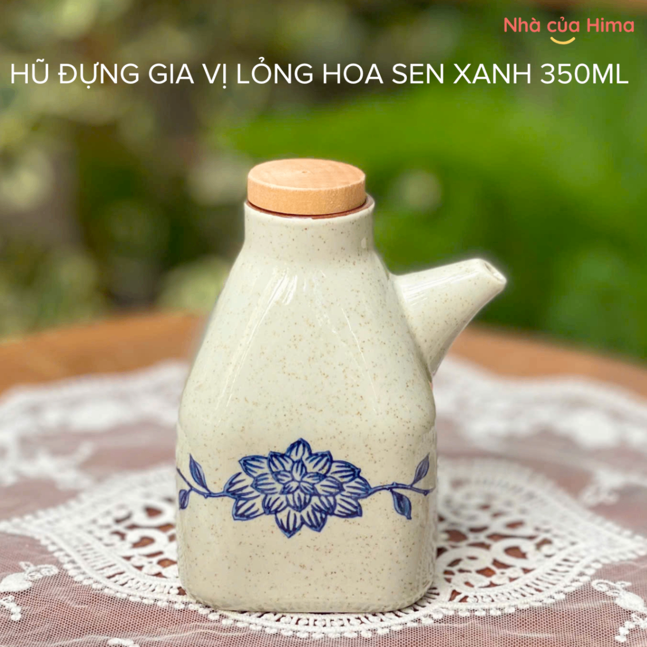 Hũ đựng gia vị lỏng hoa sen xanh 350ml