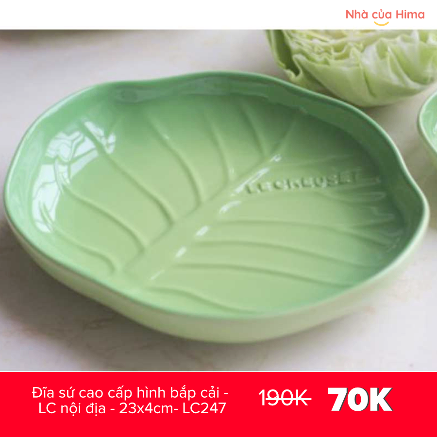 Đĩa sứ cao cấp hình bắp cải - LC nội địa - 23x4cm- LC247