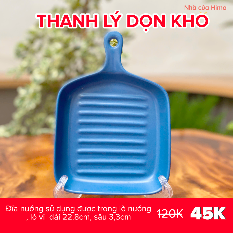 Đĩa nướng có tay cầm xanh lam