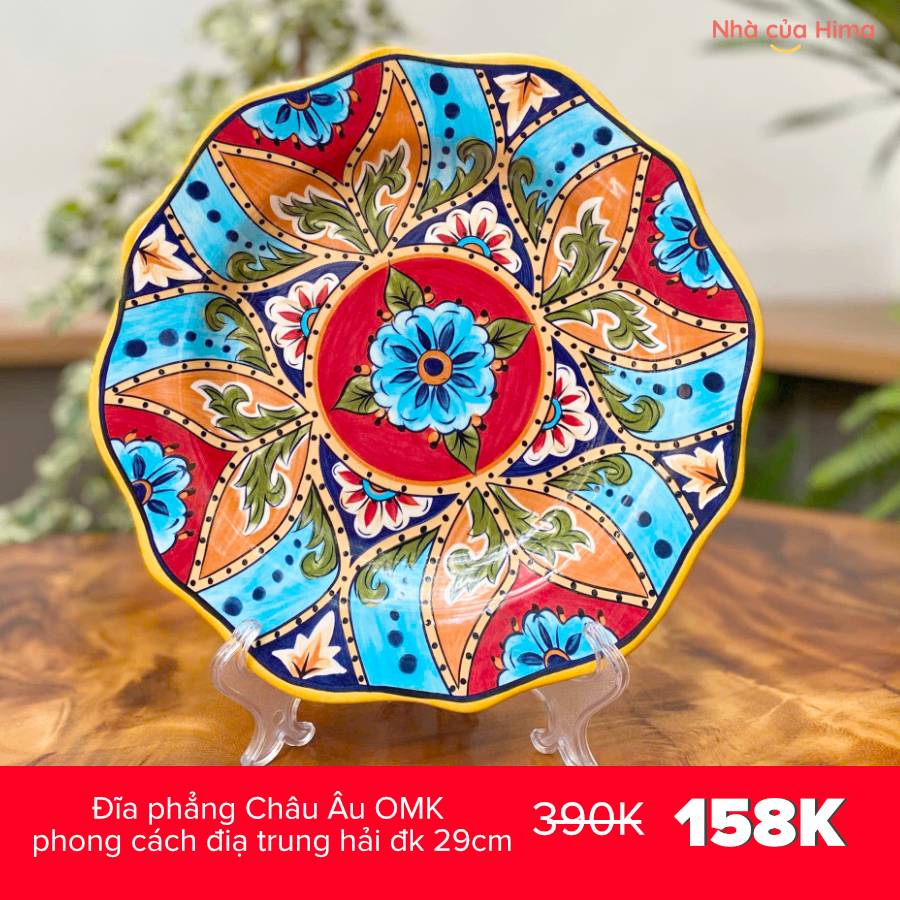 Đĩa phẳng Châu Âu OMK phong cách điạ trung hải đk 29cm