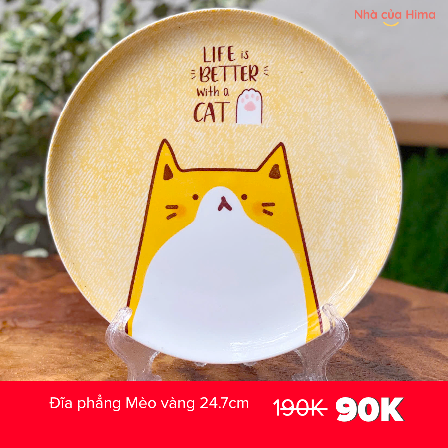 Đĩa phẳng Mèo vàng 24.7cm