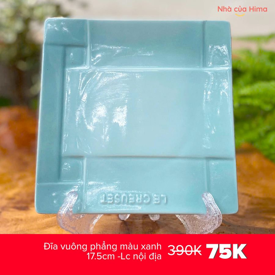 Đĩa vuông phẳng màu xanh 17.5cm -Lc nội địa