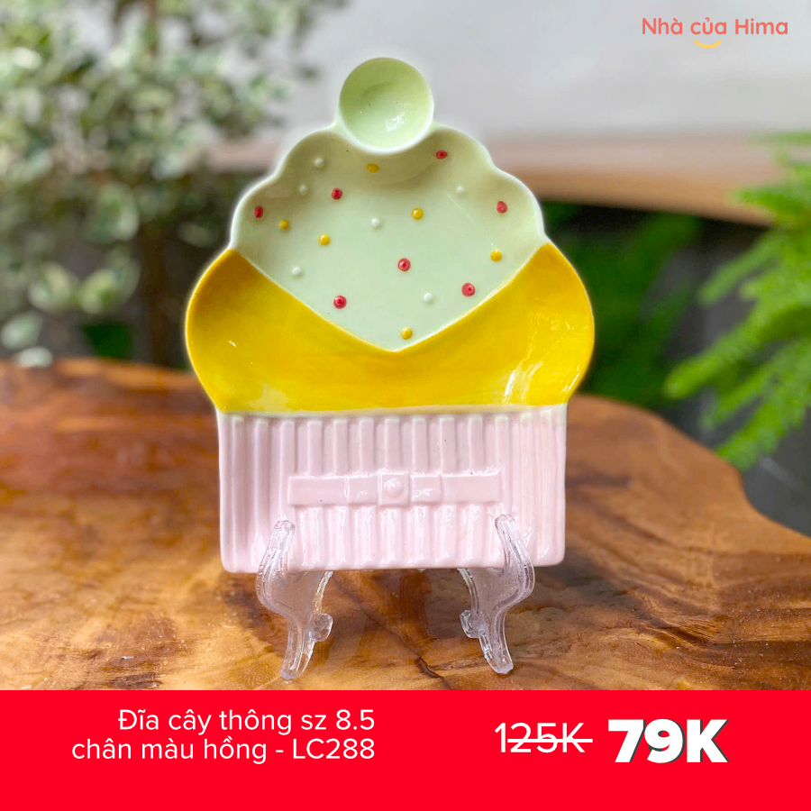Đĩa cây thông sz 8.5 chân màu hồng - LC288
