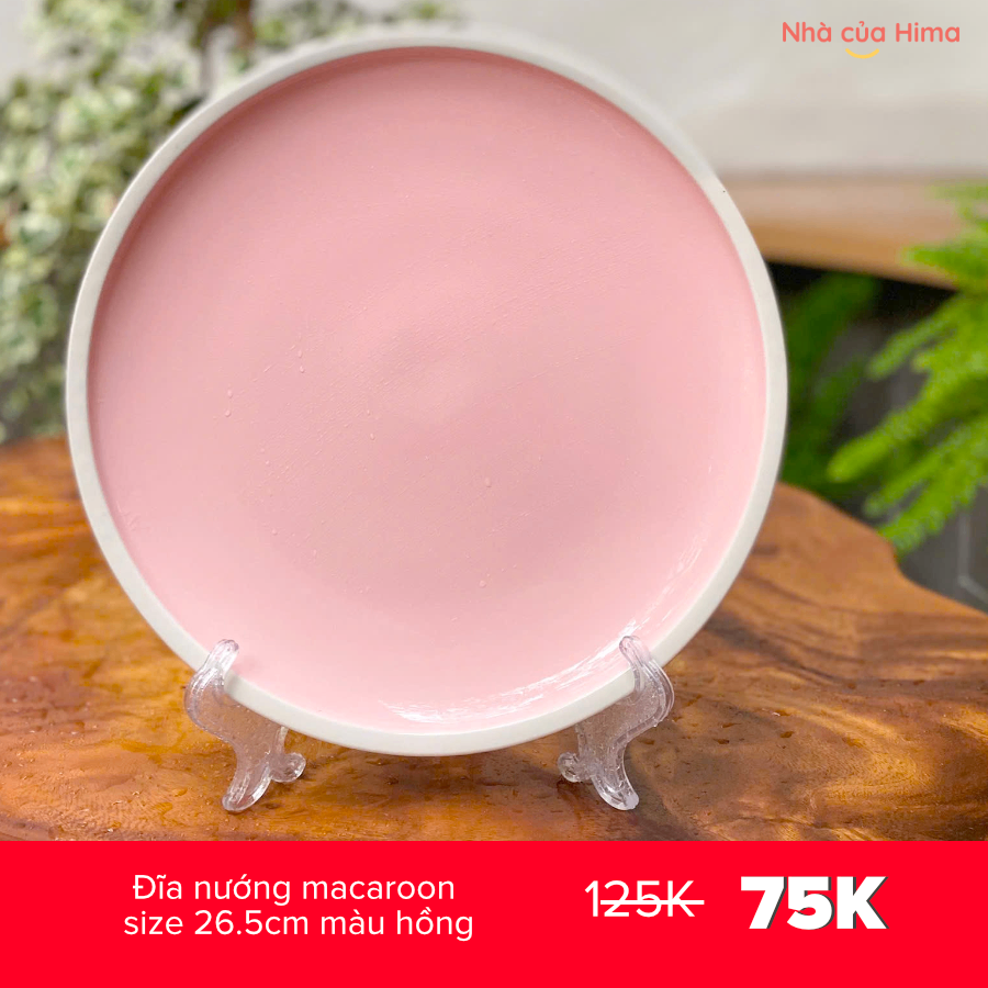 Đĩa nướng macaroon size 26.5cm màu hồng