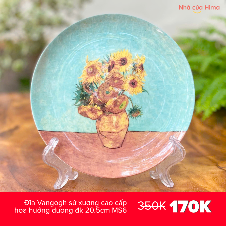 Đĩa Vangogh hoa hướng dương đk 20.5cm MS6