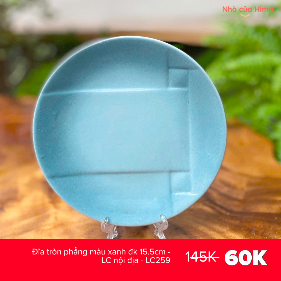 Đĩa tròn phẳng màu xanh đk 15.5cm - Lc nội địa - LC259