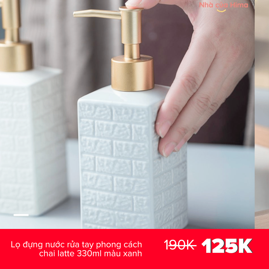 Lọ đựng nước rửa tay phong cách chai latte 330ml màu xanh