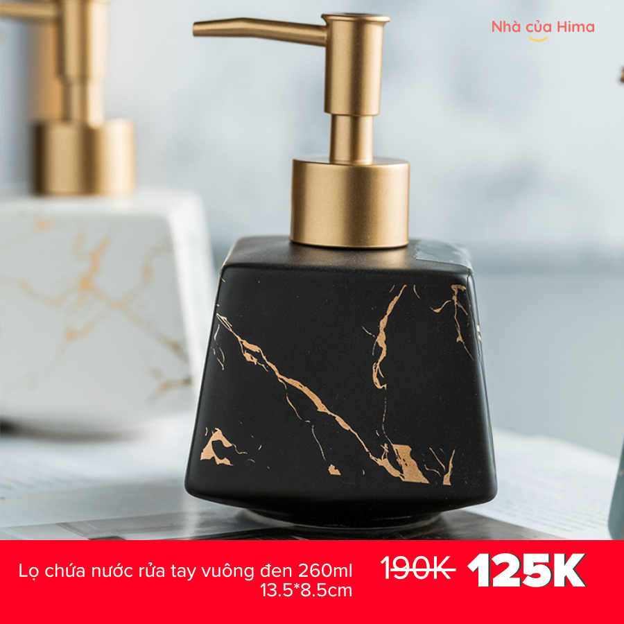 Lọ chứa nước rửa tay vuông đen
