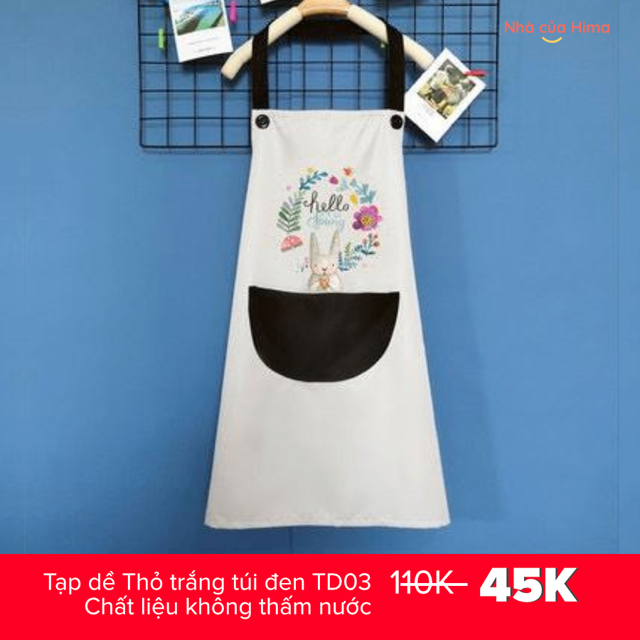 Tạp dề Thỏ trắng túi đen