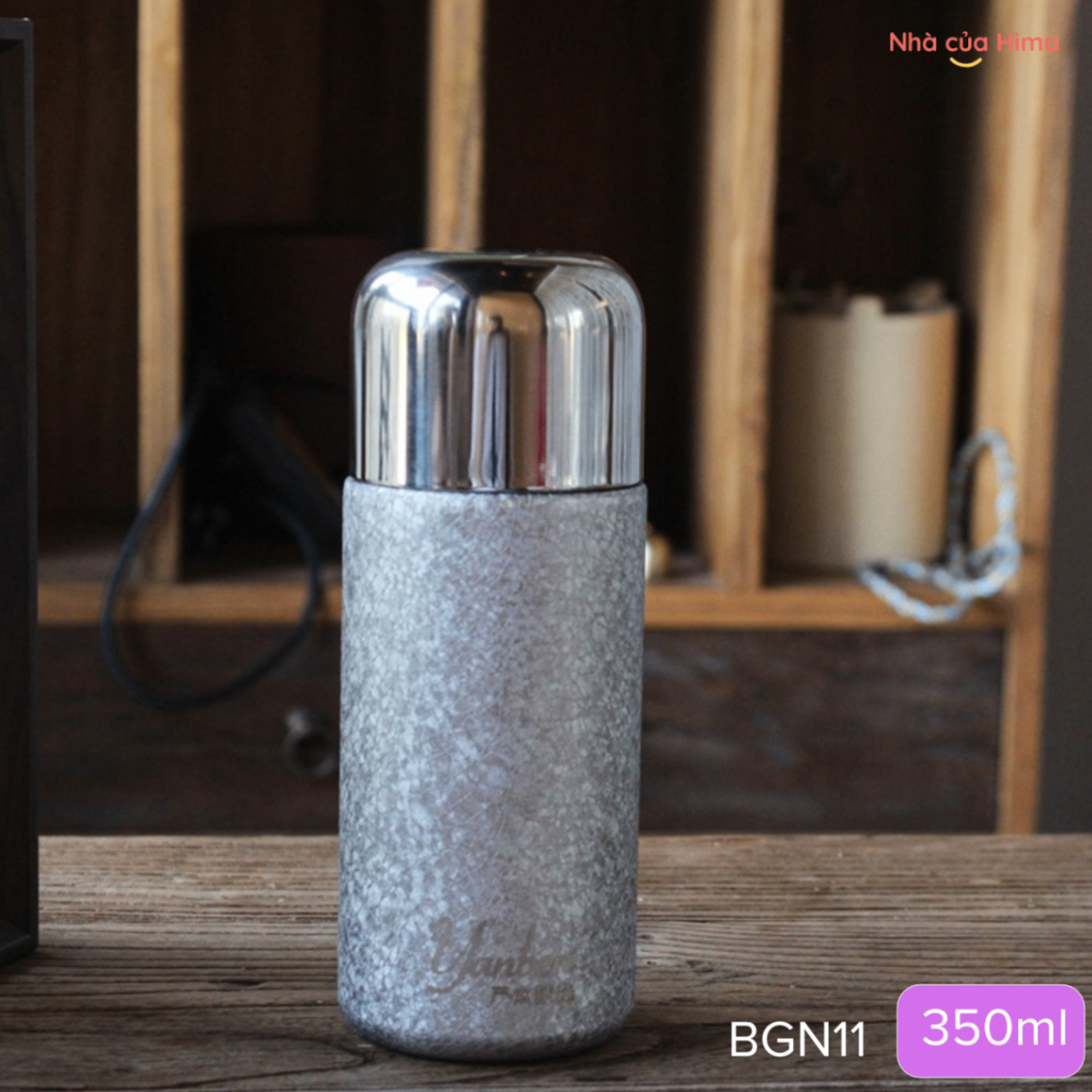 Bình giữ nhiệt titan cao cấp 350ml có ống hút màu bạc pha lê BGN11