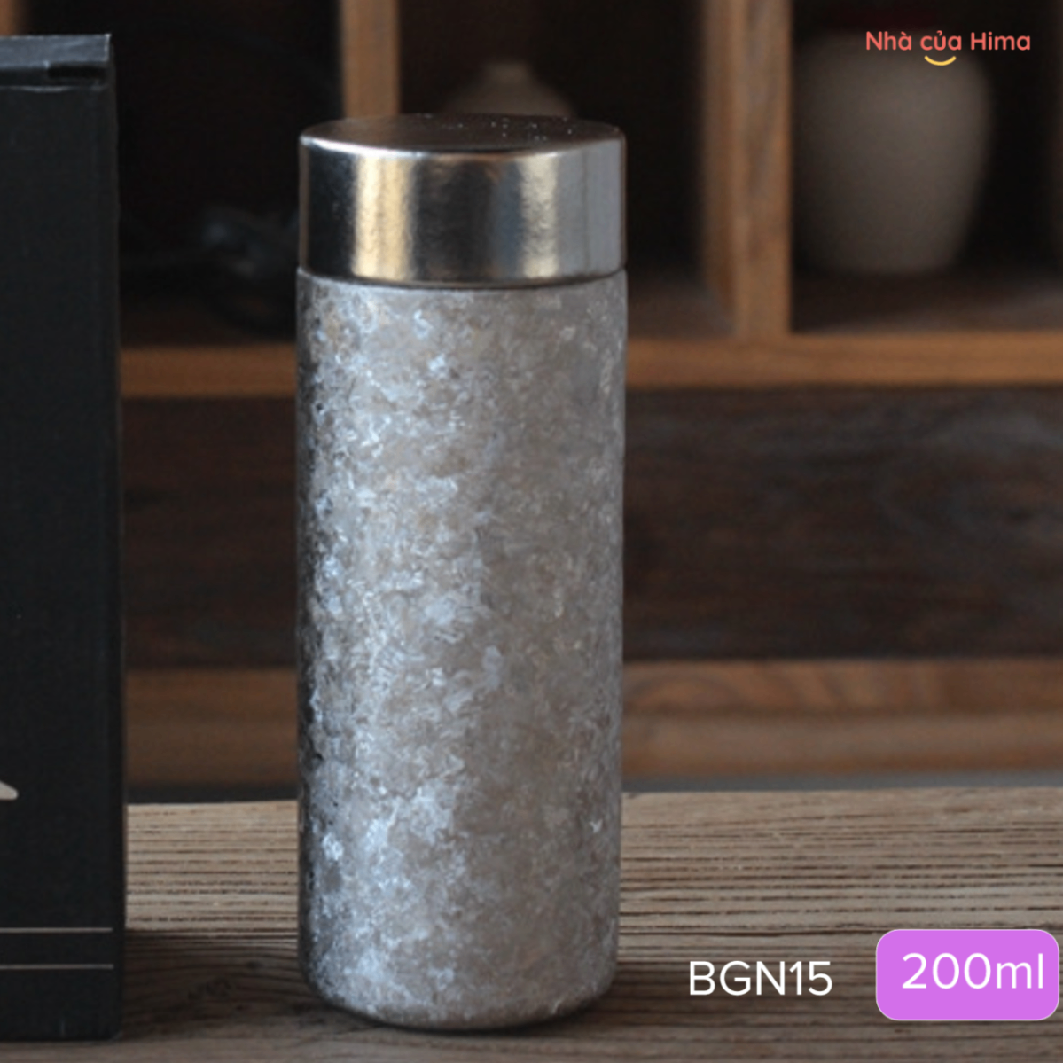 Bình giữ nhiệt titan cao cấp 200ml kèm màng lọc titan màu bạc pha lê